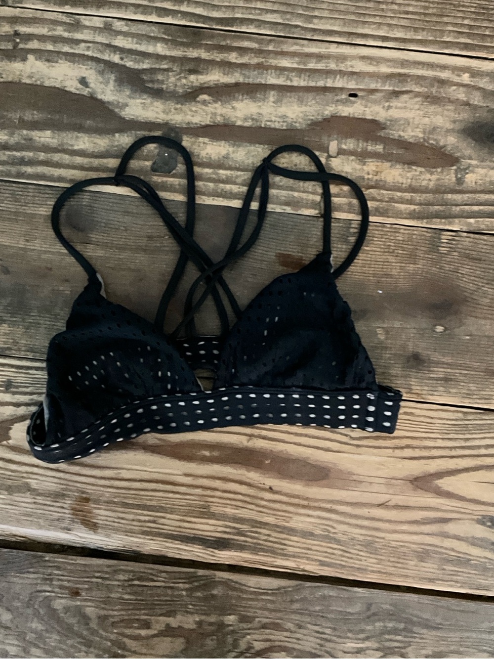 Like new Acacia Black Mesh Strappy Bikini Top